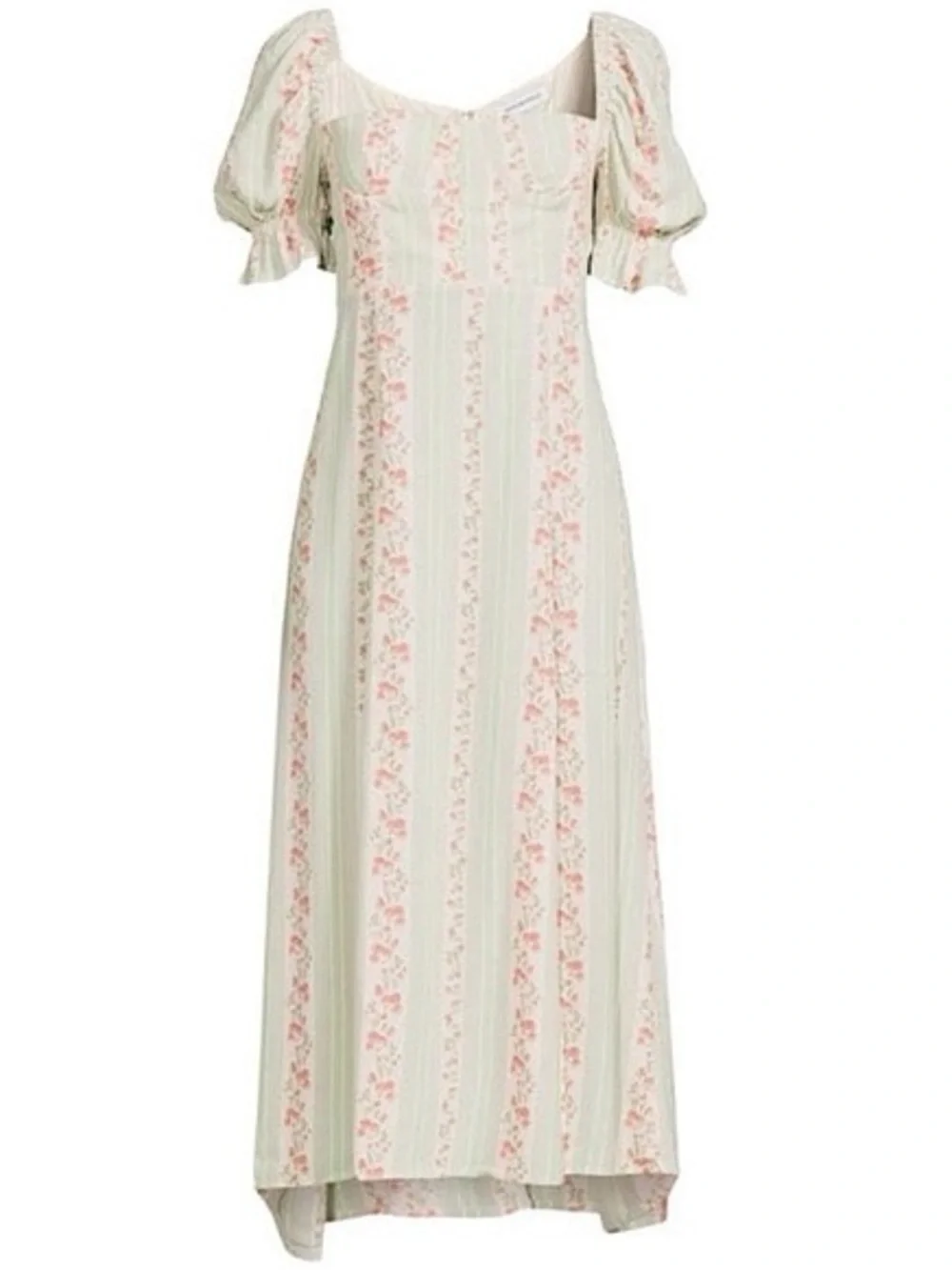 We Wore What Floral Rosewood Puff Sleeve Pastel Midi Dress